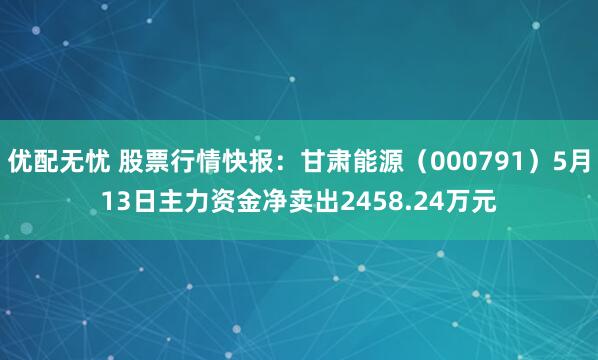 优配无忧 股票行情快报：甘肃能源（000791）5月13日主力资金净卖出2458.24万元