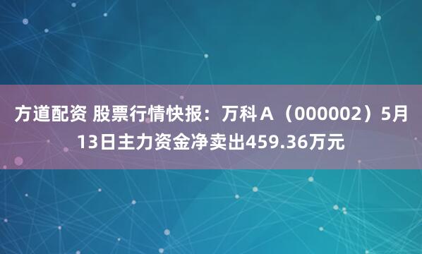 方道配资 股票行情快报：万科Ａ（000002）5月13日主力资金净卖出459.36万元